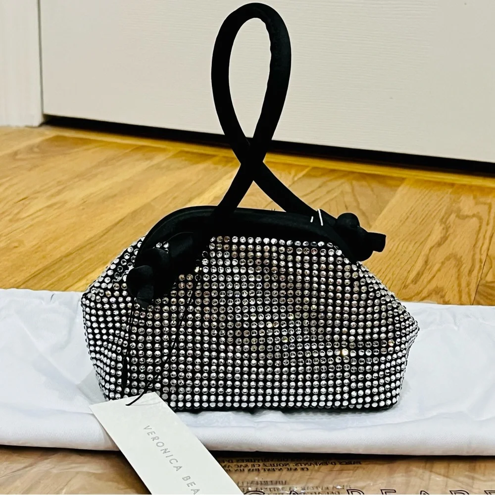 NWT FOLKLORE THE LABEL MINI CRYSTAL POUCH IN BLACK - Picture 2 of 4